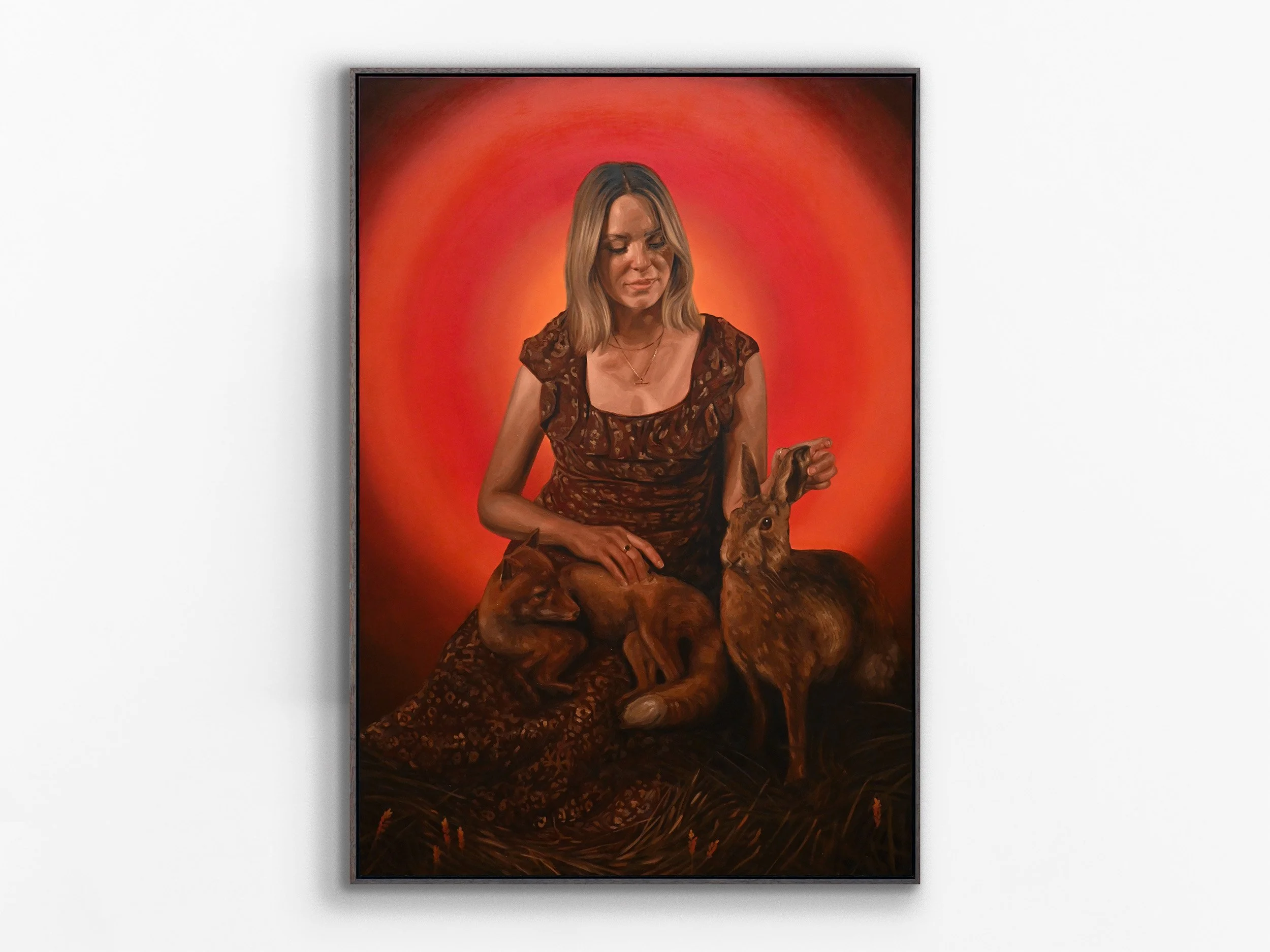 Lady with Fox Cub and Hare in the blinding Light, 2026