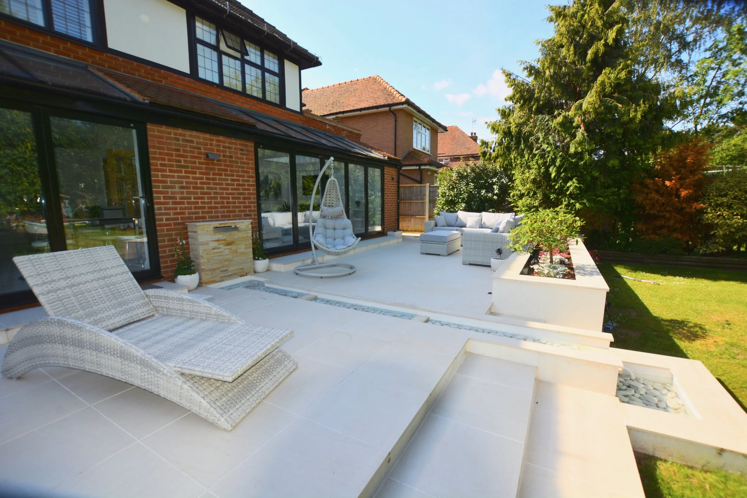 patio with water feature