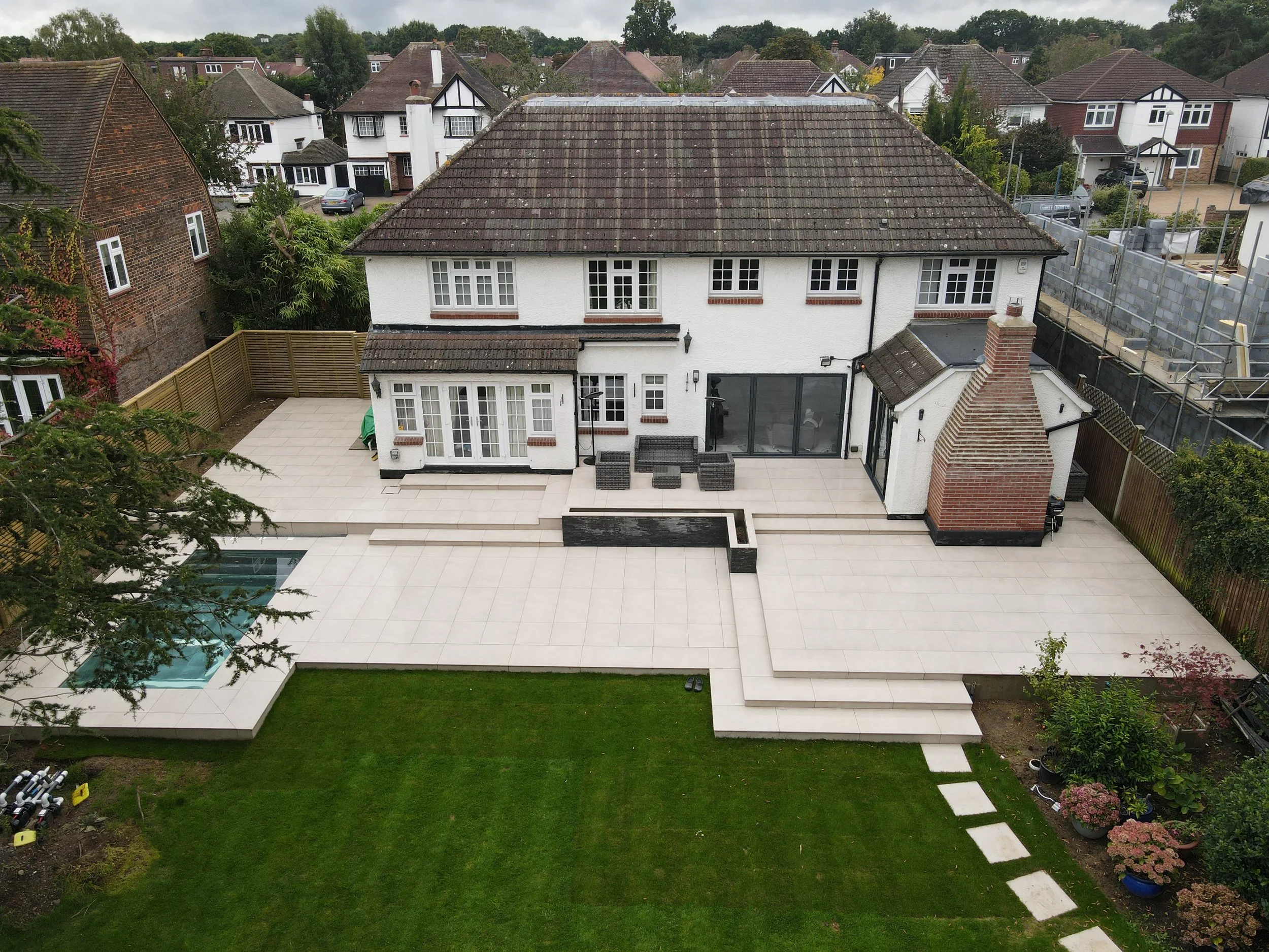 porcelain patio with pool