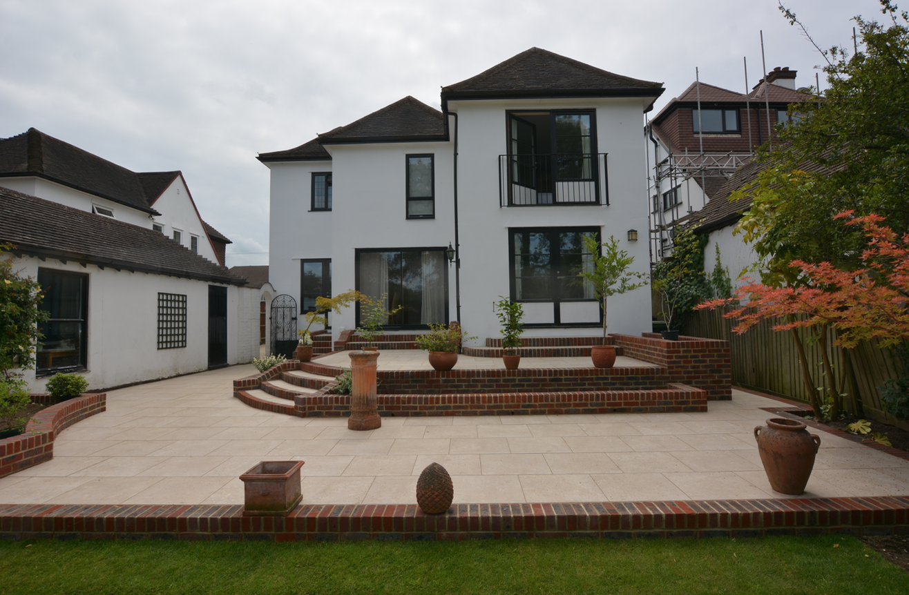 porcelain patio with walling