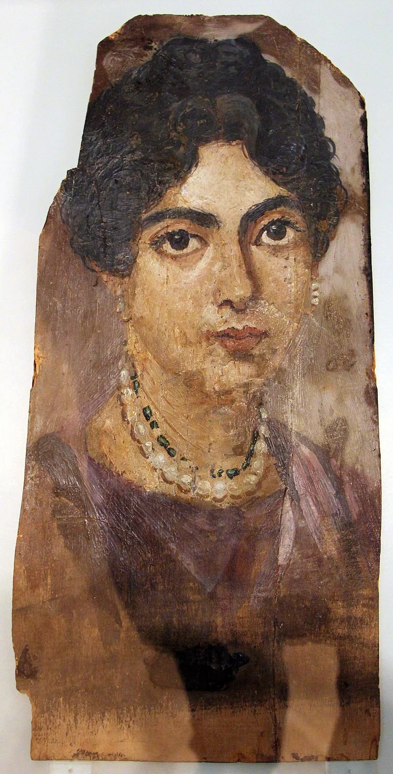 A Fayum mummy portrait.