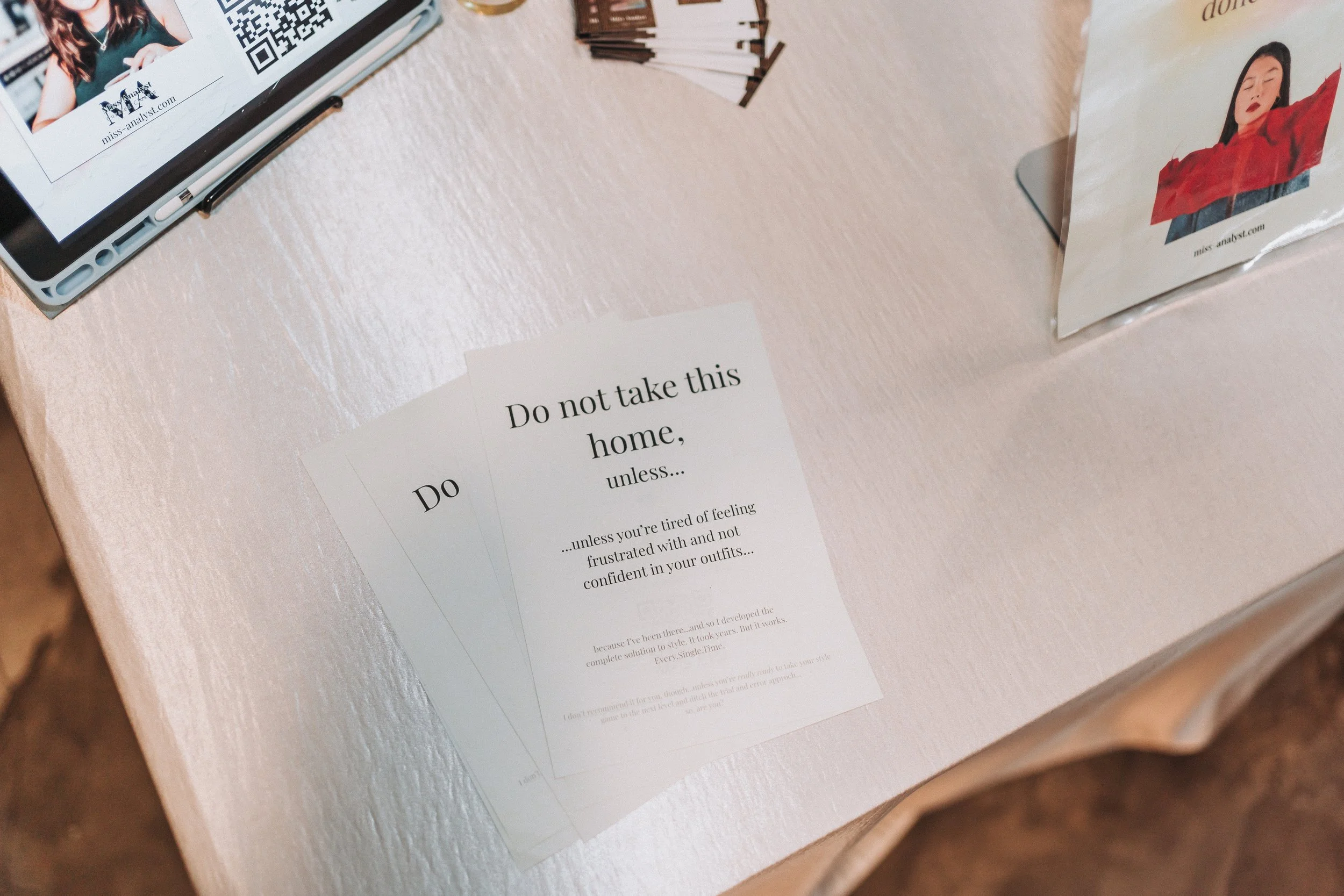 Ad for style consultations to upgrade personal style with personal stylist Miss Analyst and colour analysis in Hong Kong