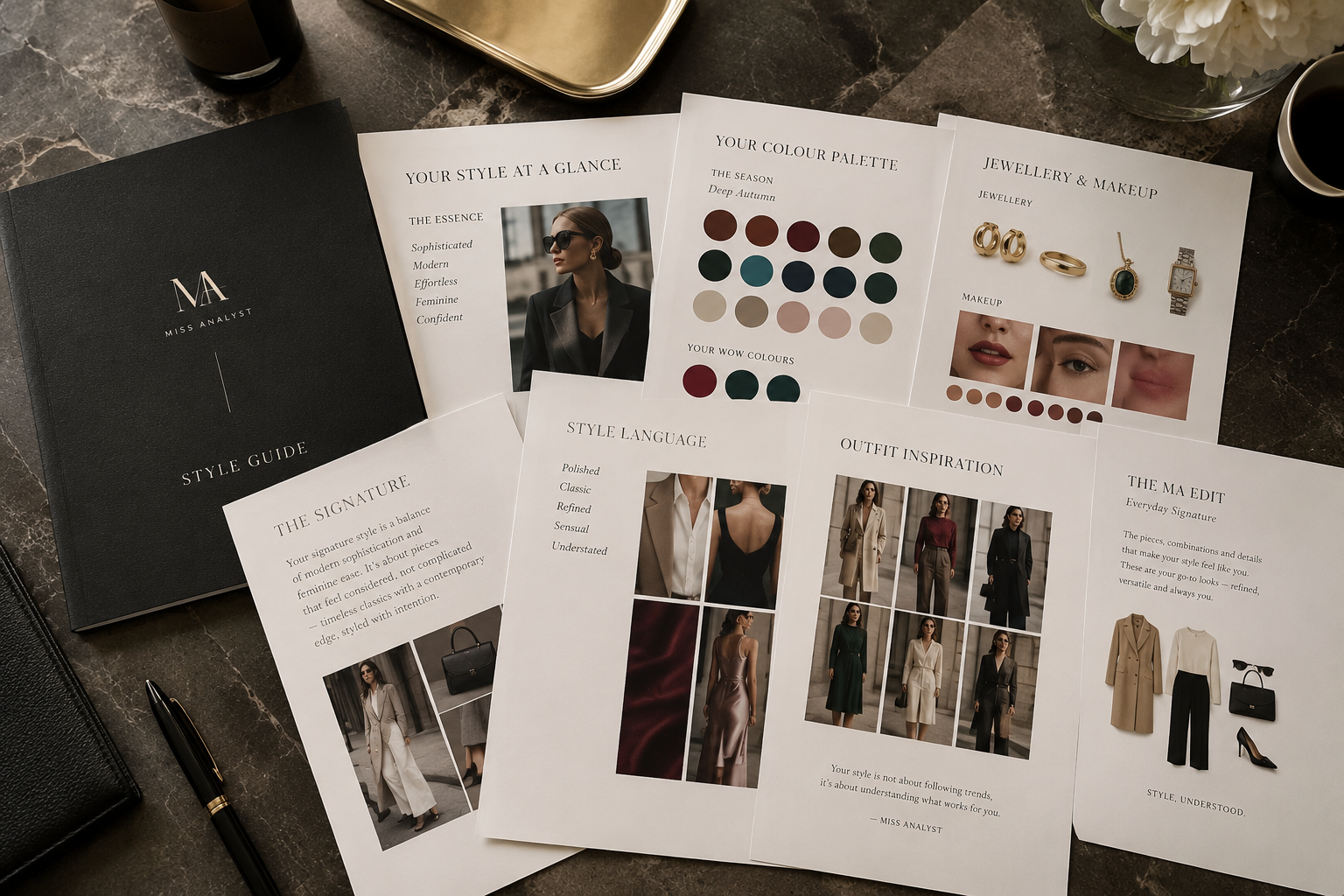 Miss Analyst style guide for colour analysis, body types, best jewellery during private style consultation