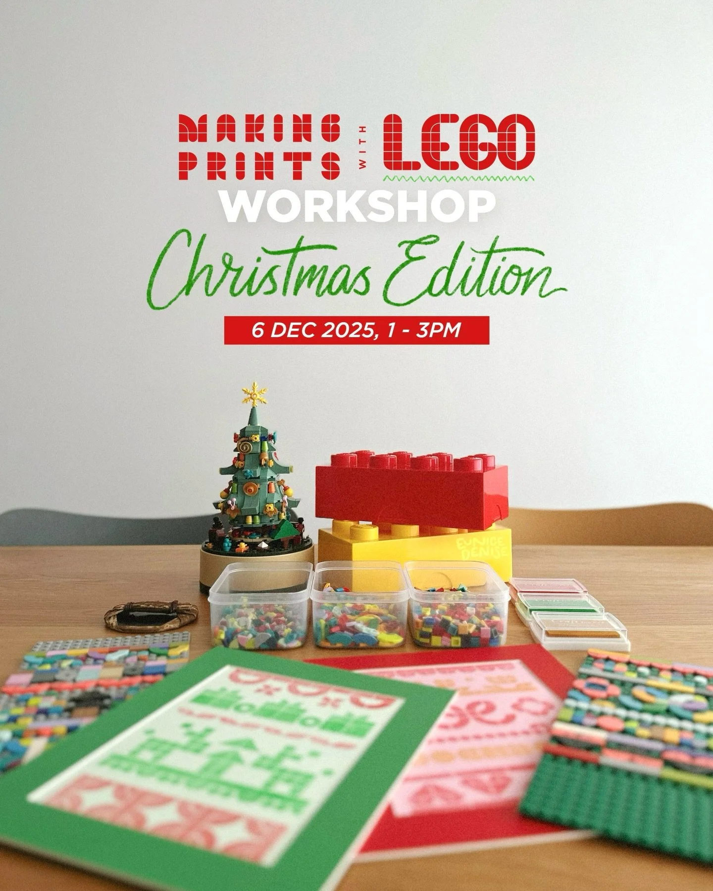 [WORKSHOP] Come make some Christmas prints with me next weekend! 🎄 

We&rsquo;ll explore the fun geometric pattern style inspired by the classic holiday ugly sweater, and I&rsquo;ll walk you through each step on how to put together a design and make