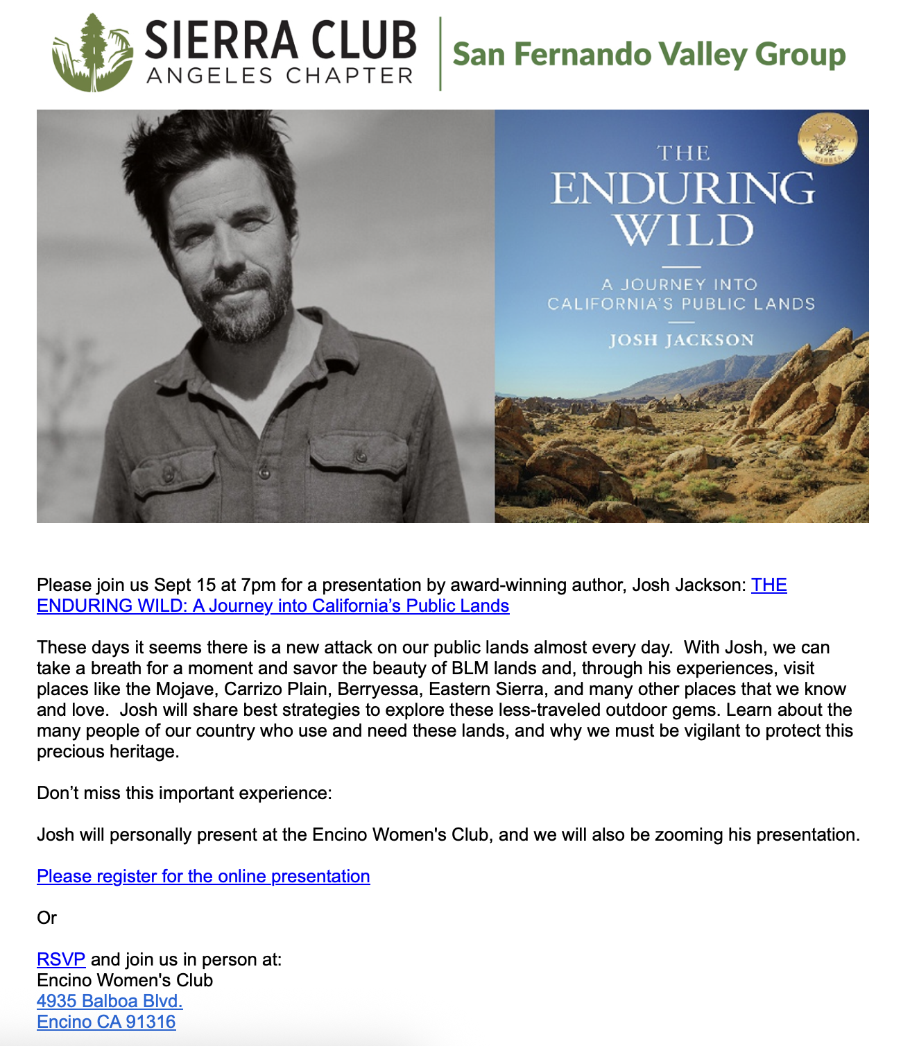 Sierra Club Event: Encino, CA