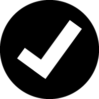 Black circle with a white check mark inside