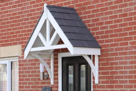 apex door canopy with W truss front