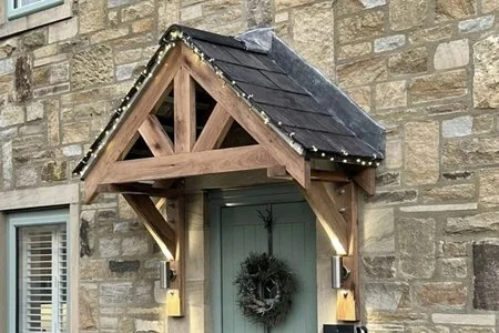 a premium wooden door canopy