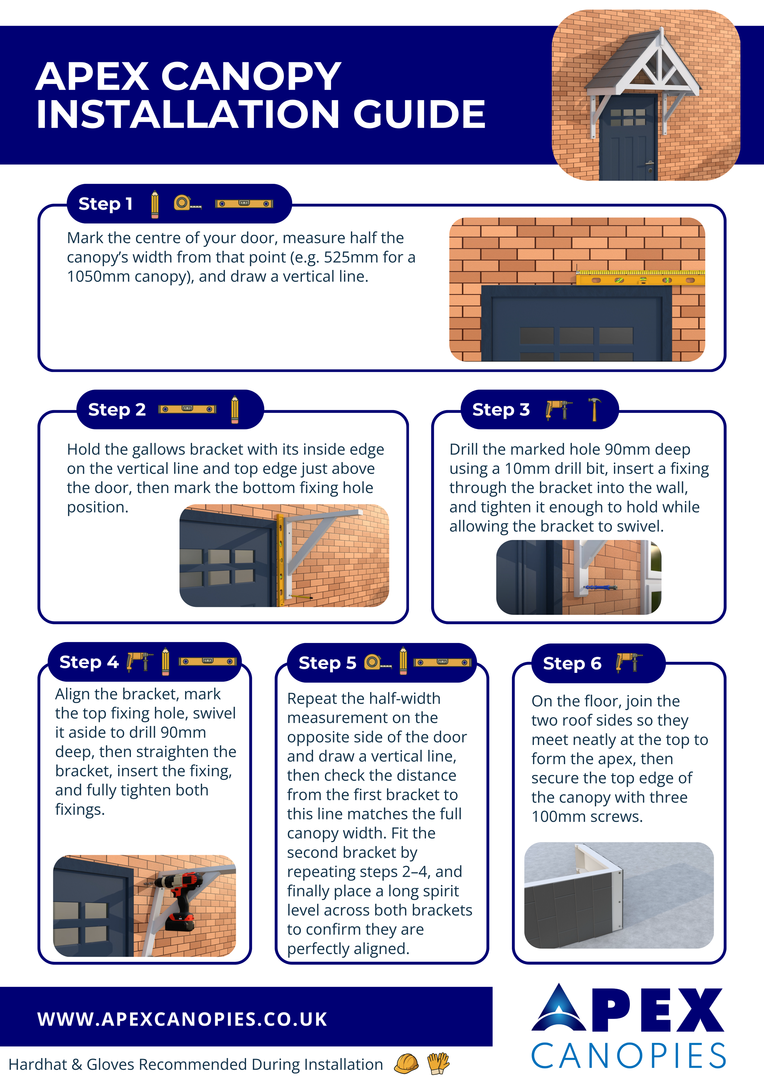 Door Canopy Installation Guides | Enhance Your Entrance — Apex Canopies ...