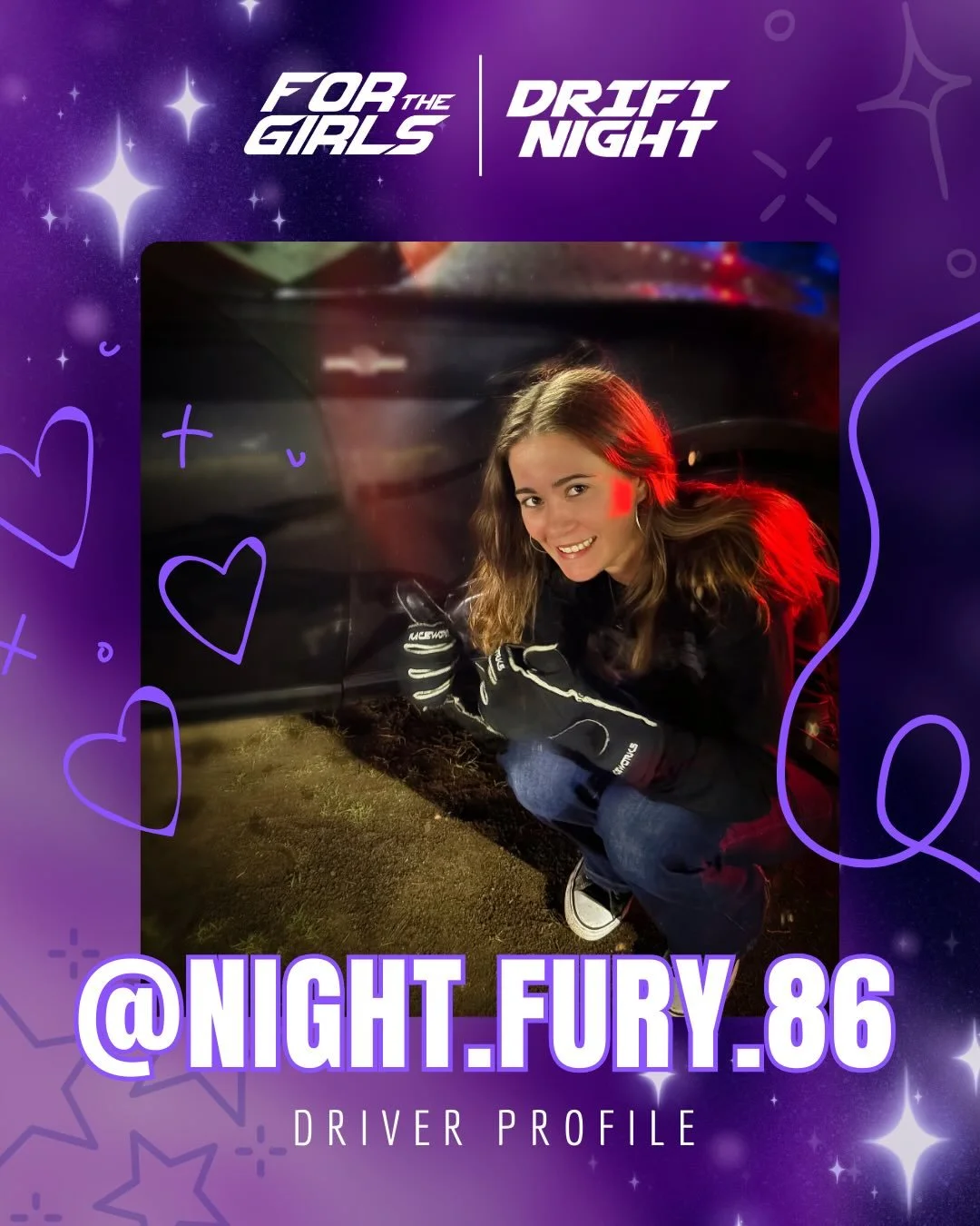 Meet Georgia, also known as @night.fury.86 🖤

Two years ago she was standing on the sidelines at Eastern Creek. Now she&rsquo;s out there driving!

She bought a rear wheel drive, taught herself manual, and never looked back. Through the nerves, the 