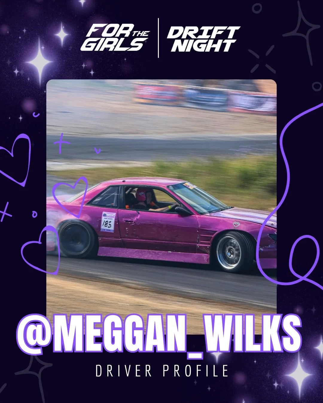 We&rsquo;re so excited to have @meggan_wilks joining us at DRIFT NIGHTS 🩷

Meg is one of our muses and an inspiration to so many others in the drifting community. With a few podium finishes up her sleeve, she&rsquo;s breaking barriers for women in t