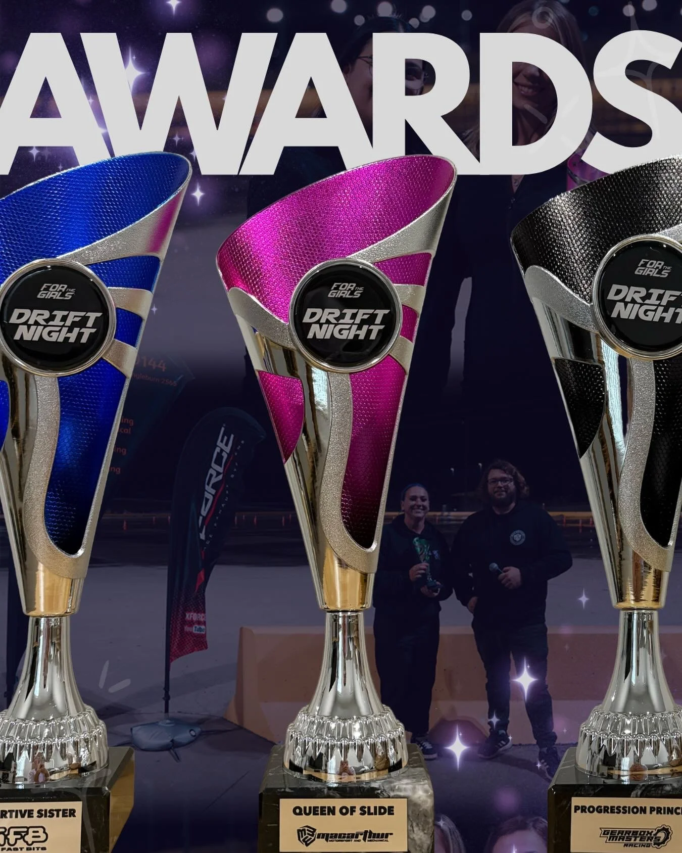 We&rsquo;ve got a few special awards lined up for Drift Night 💜

👑 Queen of Slide &ndash; Sponsored by @macarthurmotorsport 
For the driver who commands the wetpan with confidence, skill &amp; control.

💪🏼 Progression Princess &ndash; Sponsored b