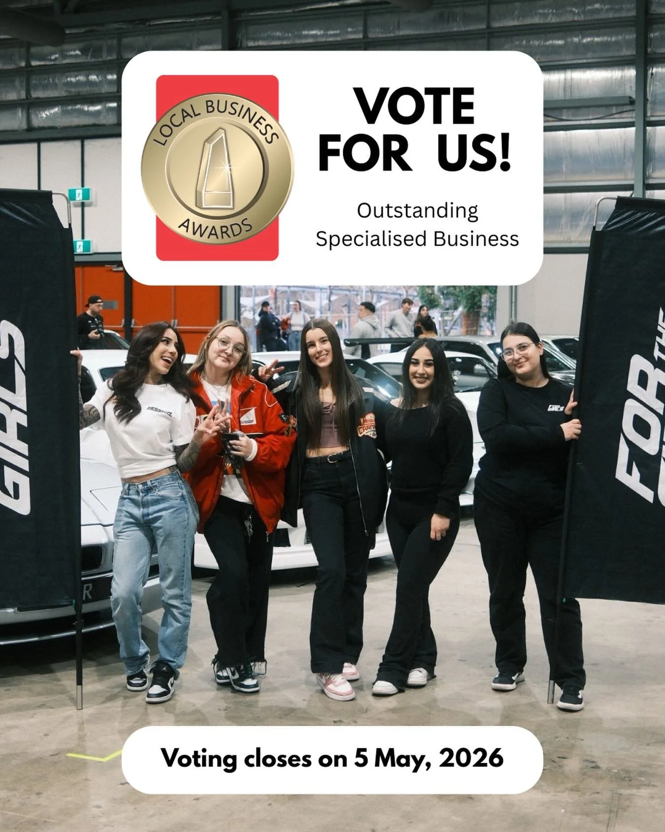 We&rsquo;re proud to share that For The Girls has been nominated for the Local Business Awards 🏆

If you&rsquo;ve attended one of our events, supported us, or been part of the journey, we&rsquo;d truly appreciate your vote.

Voting closes 5 May 2026
