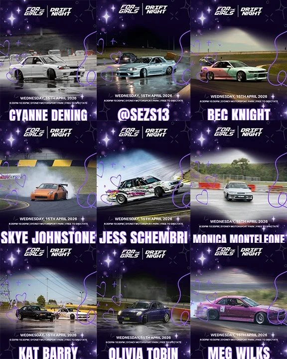 Say hello to our Drift Night 2026 driver lineup 🔥👩🏻&zwj;🤝&zwj;👩🏼

Over 20 girls, all different skill levels, from seasoned drivers to first timers hitting the track.

Join us this Wednesday night, come down, show your support and maybe even hop