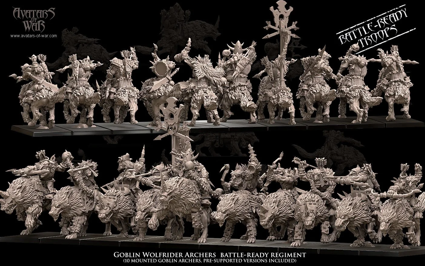 BATTLE-READY REGIMENT OF GOBLIN WOLFRIDER ARCHERS