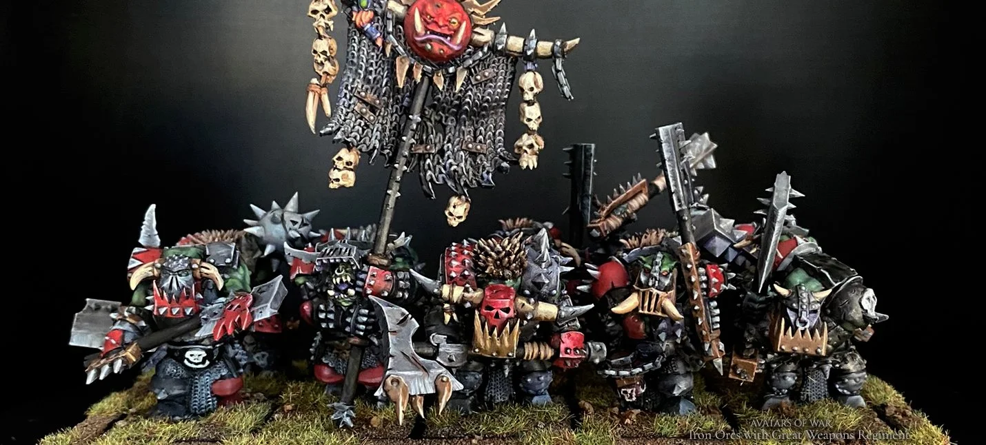 Old School Iron Orc Regiment 28mm STL for 3D printing, multi-part fantasy orc warriors compatible with classic wargames