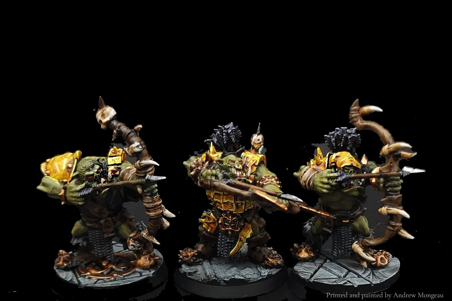 Orc Archer unit 28mm STL for 3D printing, painted example showcasing rank-and-file ranged infantry with detailed weapons and armor. Designed for high-resolution resin printers and compatible with traditional fantasy armies.