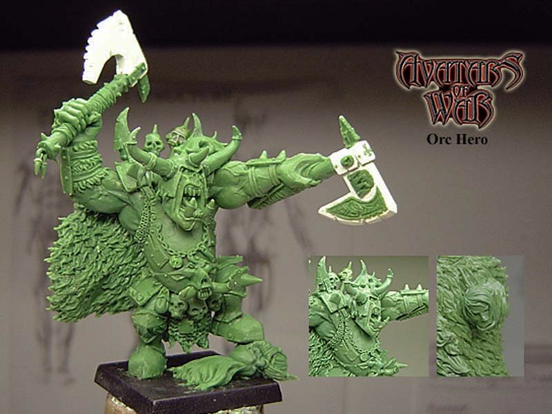 Avatars of War Orc Hero original green putty sculpt by Felix Paniagua 2007
