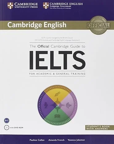 Cover of the official Cambridge IELTS preparation book, featuring the title, author names, and a multicolored circular graphic.