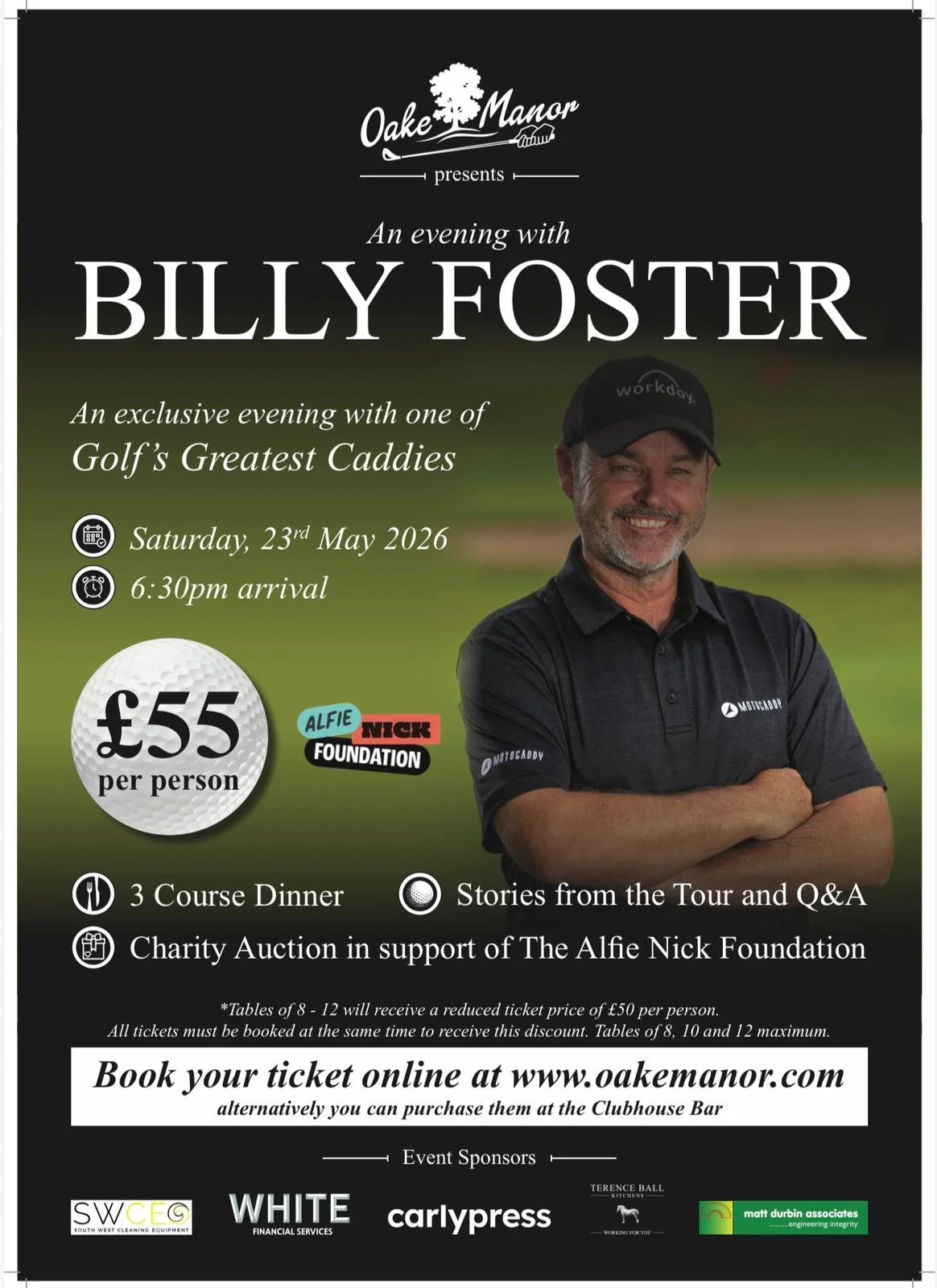 An evening with Billy Foster at Oake Manor Golf Club