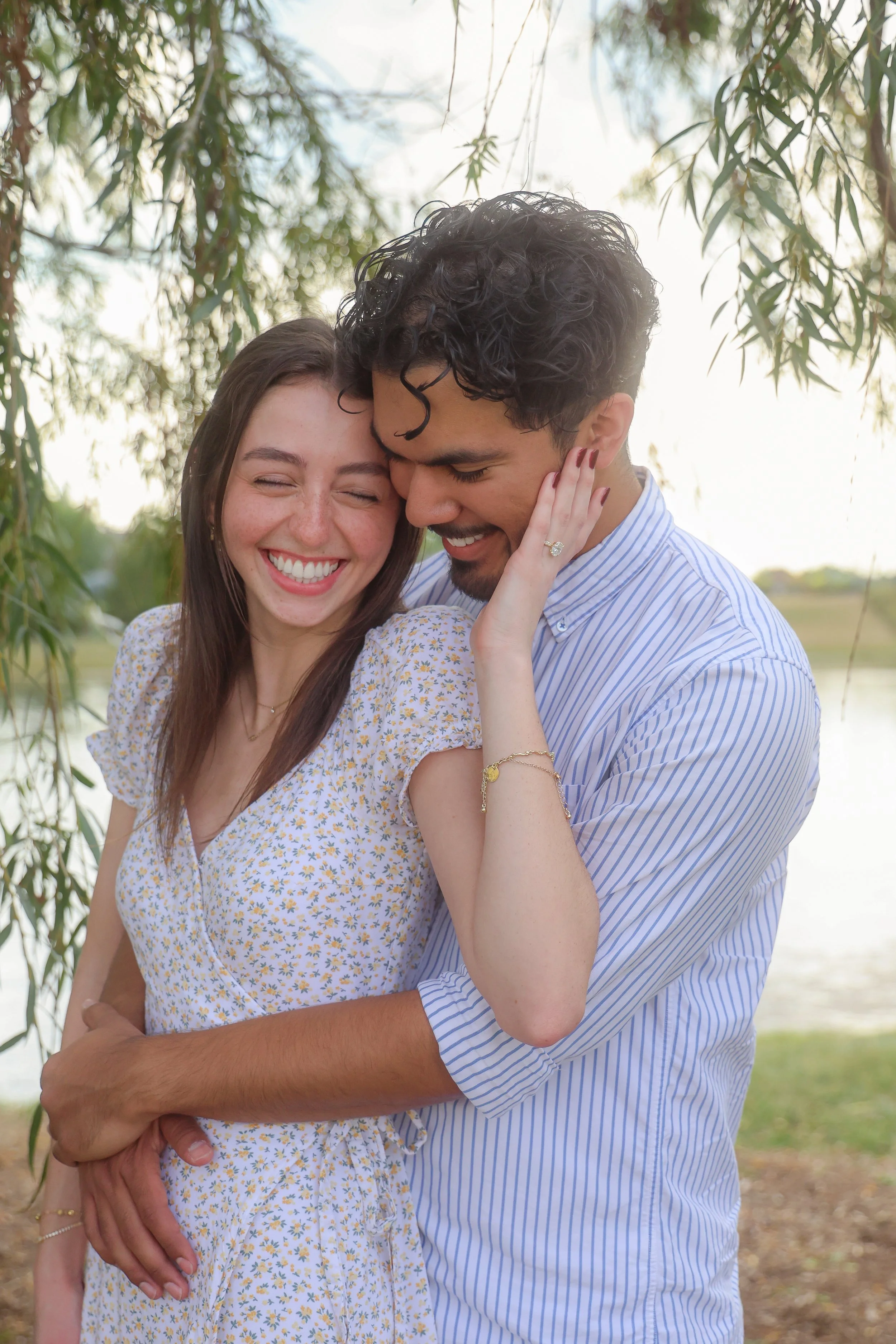 Indianapolis couple after proposal photography session posing for Indianapolis Photographer