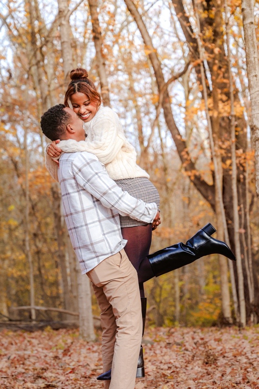 Indianapolis couple during anniversary photography session in fall season
