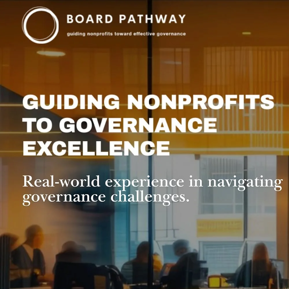 Delivering hands-on governance solutions, rooted in real-world experience, to empower nonprofits and guide them through their most complex challenges.

Hashtags:
#GovernanceExcellence #NonprofitLeadership #BoardDevelopment #HandsOnExperience #Strateg