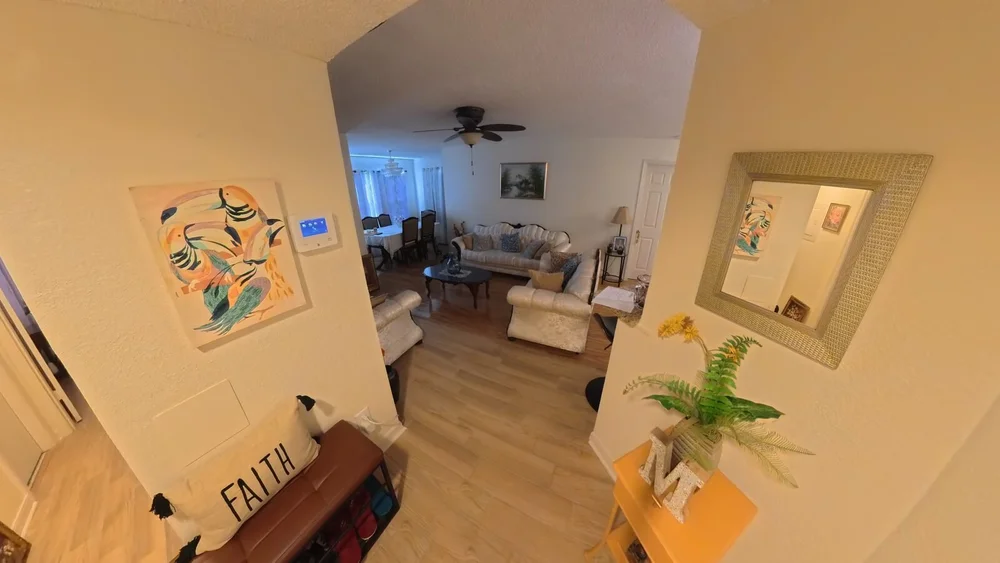 Finished living and dining area after repair
