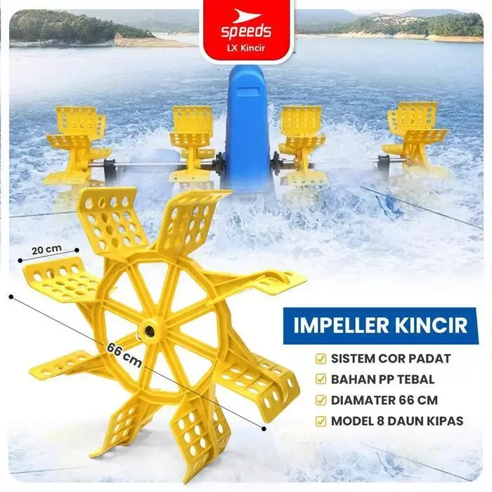 Shopee : SPEEDS Kincir Air Tambak Impeller 8 Daun Cor Kolam Aerator Ikan Padat Pelampung Air Tambak Udang