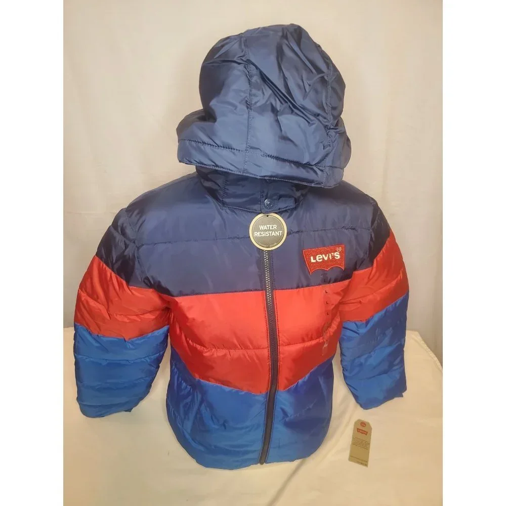 New Boys' Big Puffer Jackets Blue/Red/Navy Size Large