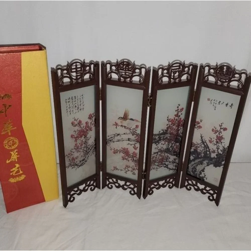 New Folding Cherry Blossom Decorative Desktop Divider 12 3/4 In X 9 5/8 In