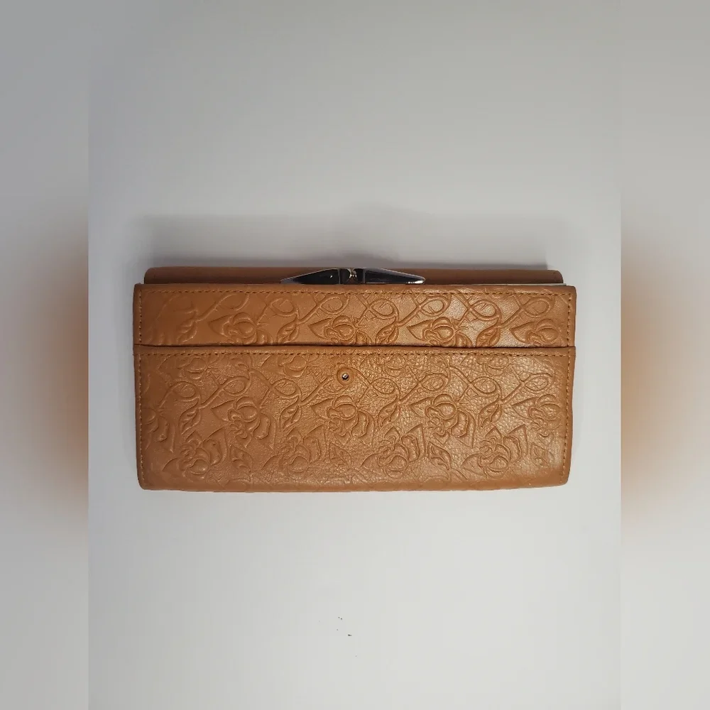 New With Defects Vintage Floral Leather Wallet
