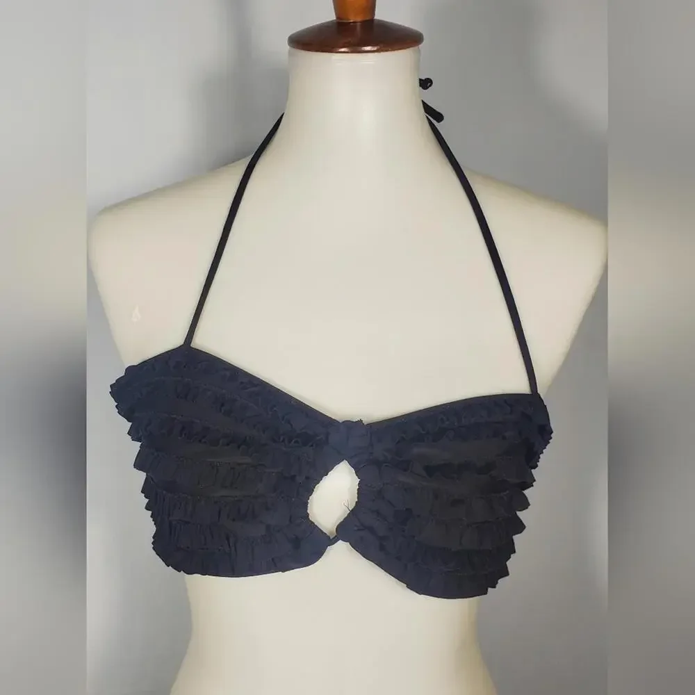 Pre-Owned Junior’s Black Ruffle Xhilaration Bikini Top Size XL