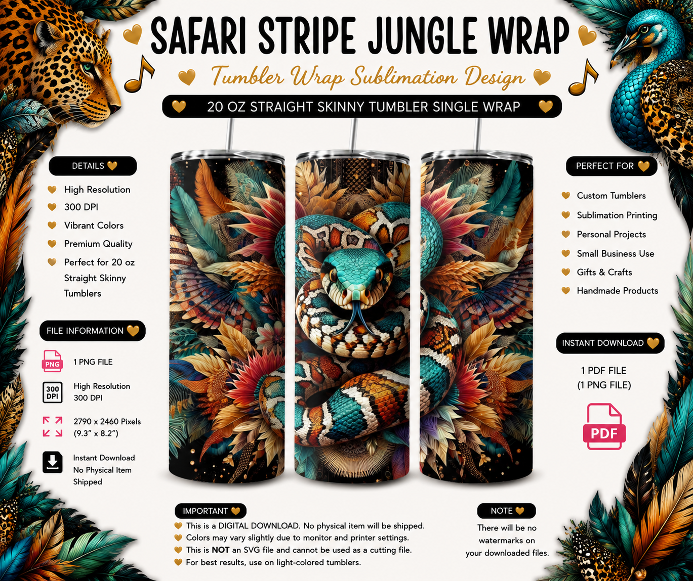 Mystic Serpent Feather Wrap PNG 20 Oz Skinny Tumbler Sublimation.png