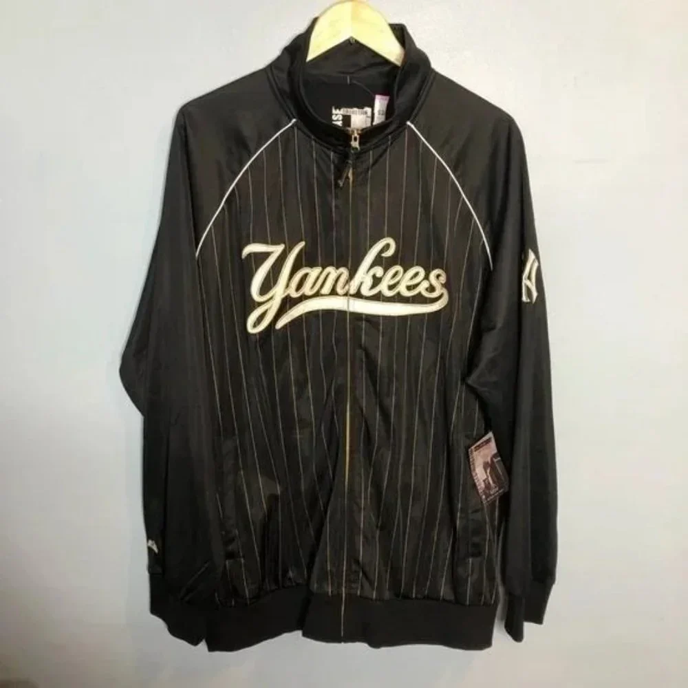 New New York Yankees Gold Pinstripe Homebase Jacket Size 2XL