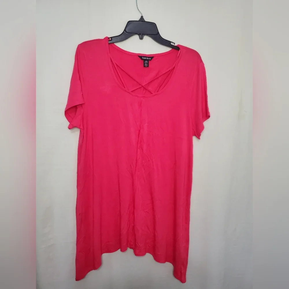 Pre-Owned Women’s Terre Bleue Hot Pink Short Sleeve Shirt Size Large