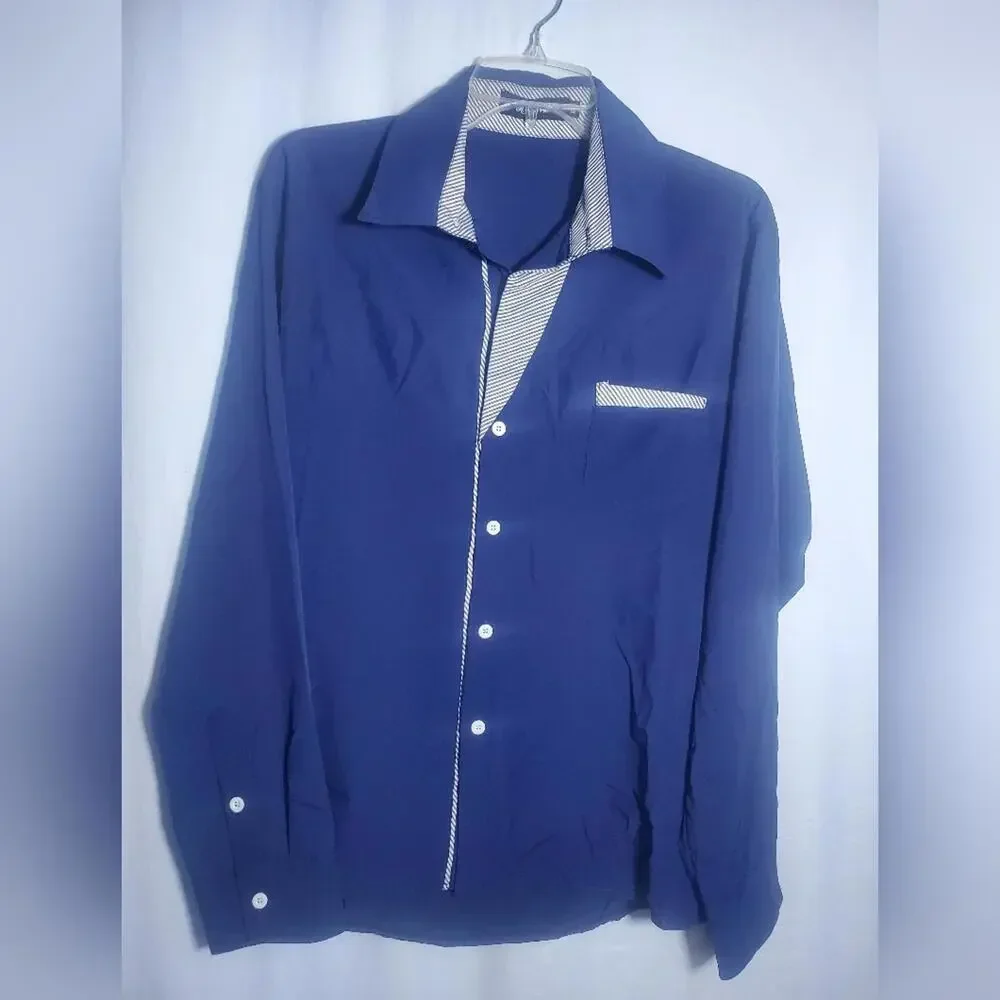 NWOT Navy Blue Men’s Button Down Dress Shirt Size XXL