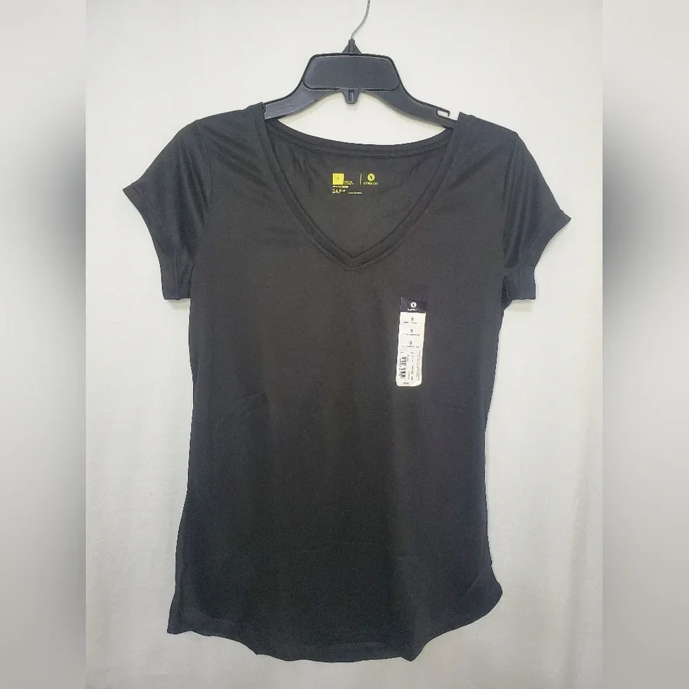 New Women’s Black Slim Fit Short Sleeve Shirt Size Small