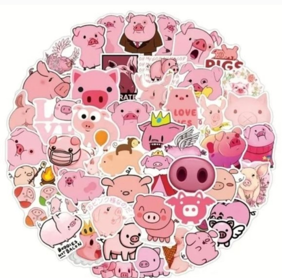 New 50 PCS Waterproof Cute Pig Stickers