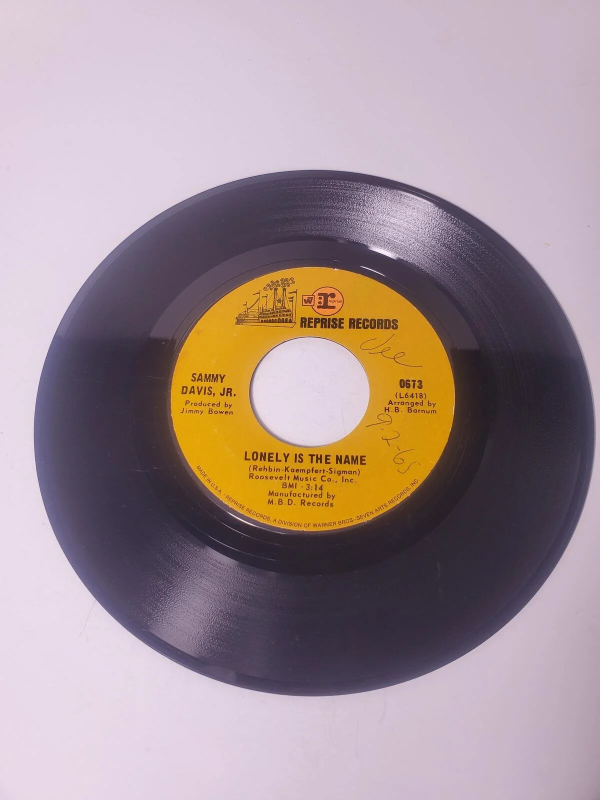Vintage Sammy Davis JR 7" Vinyl Record Single 45 RPM Reprise Untested