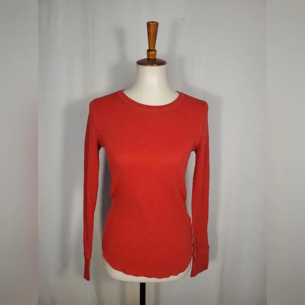 Pre-Owned Juniors Old Navy Red Thermal Long Sleeve Shirt Size Small