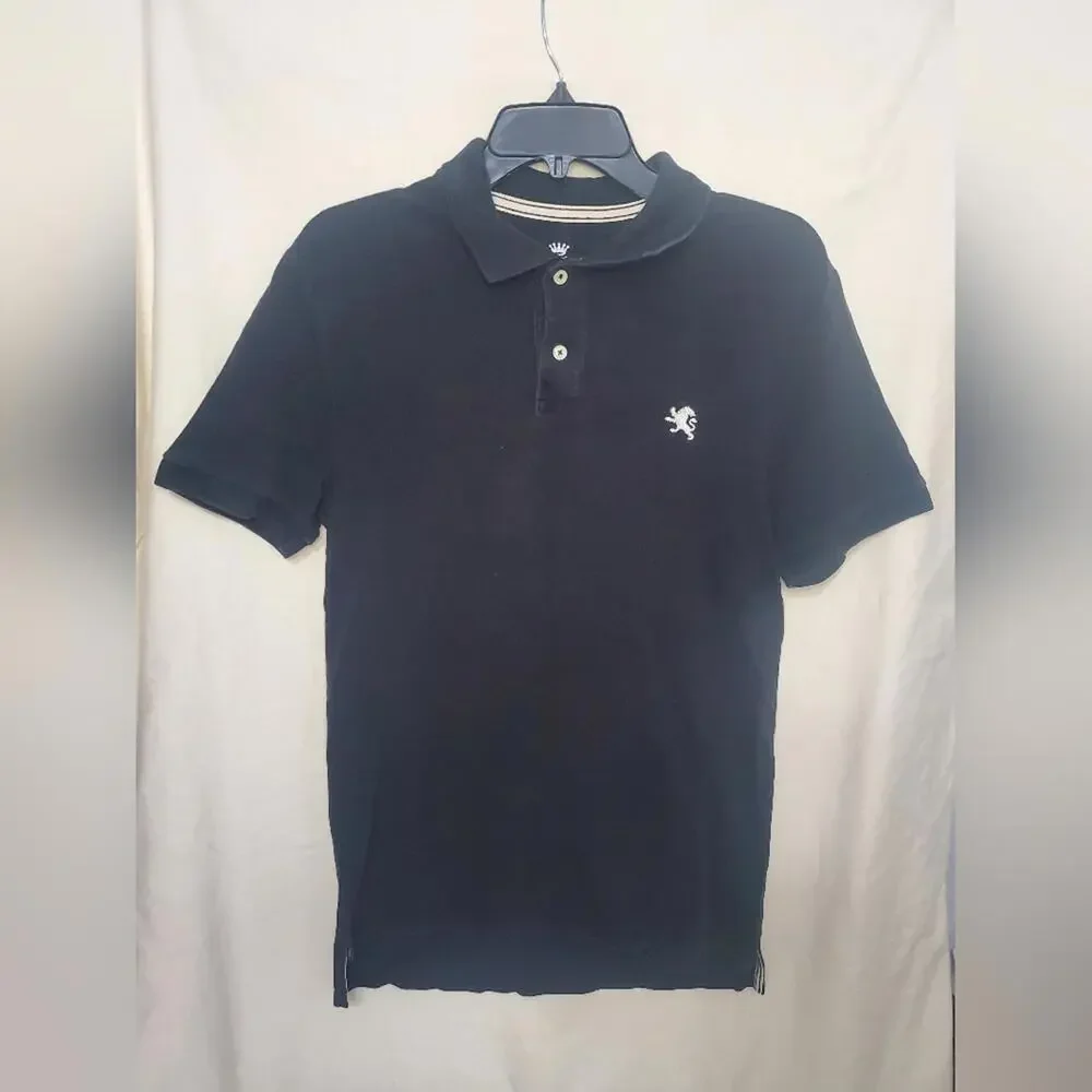 Pre-Owned Men’s Express Fitted Polo Black and White Short Sleeve Size Medium