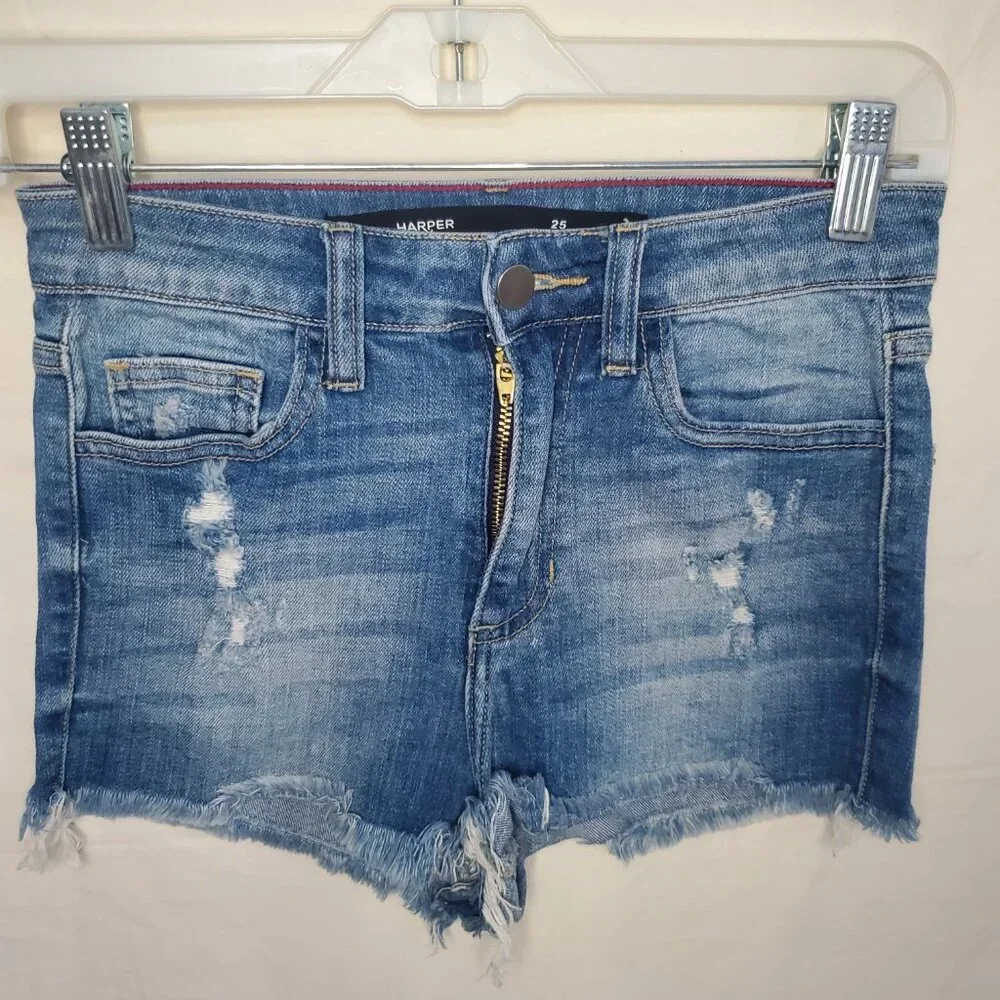 Pre-Owned Women’s Harper Blue Ripped Shorts Size 25