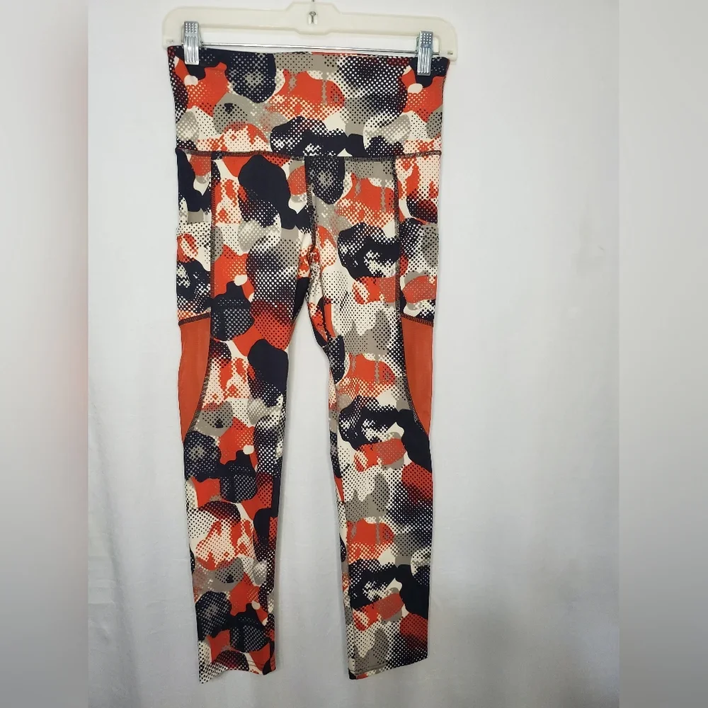 Pre-Owned Women’s Technical Knockout Orange, White, Black, And Gray Leggings Size Large