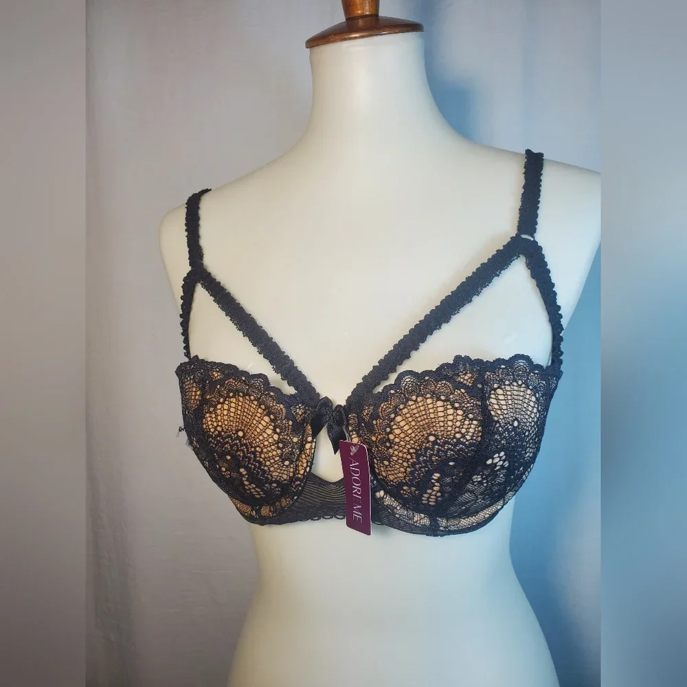 New Women’s Jet Black Push Up Bra Size 34C