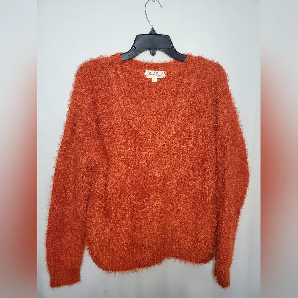 Pre-Owned Women’s Pink Rose Orange Long Sleeve Sweater Size Small