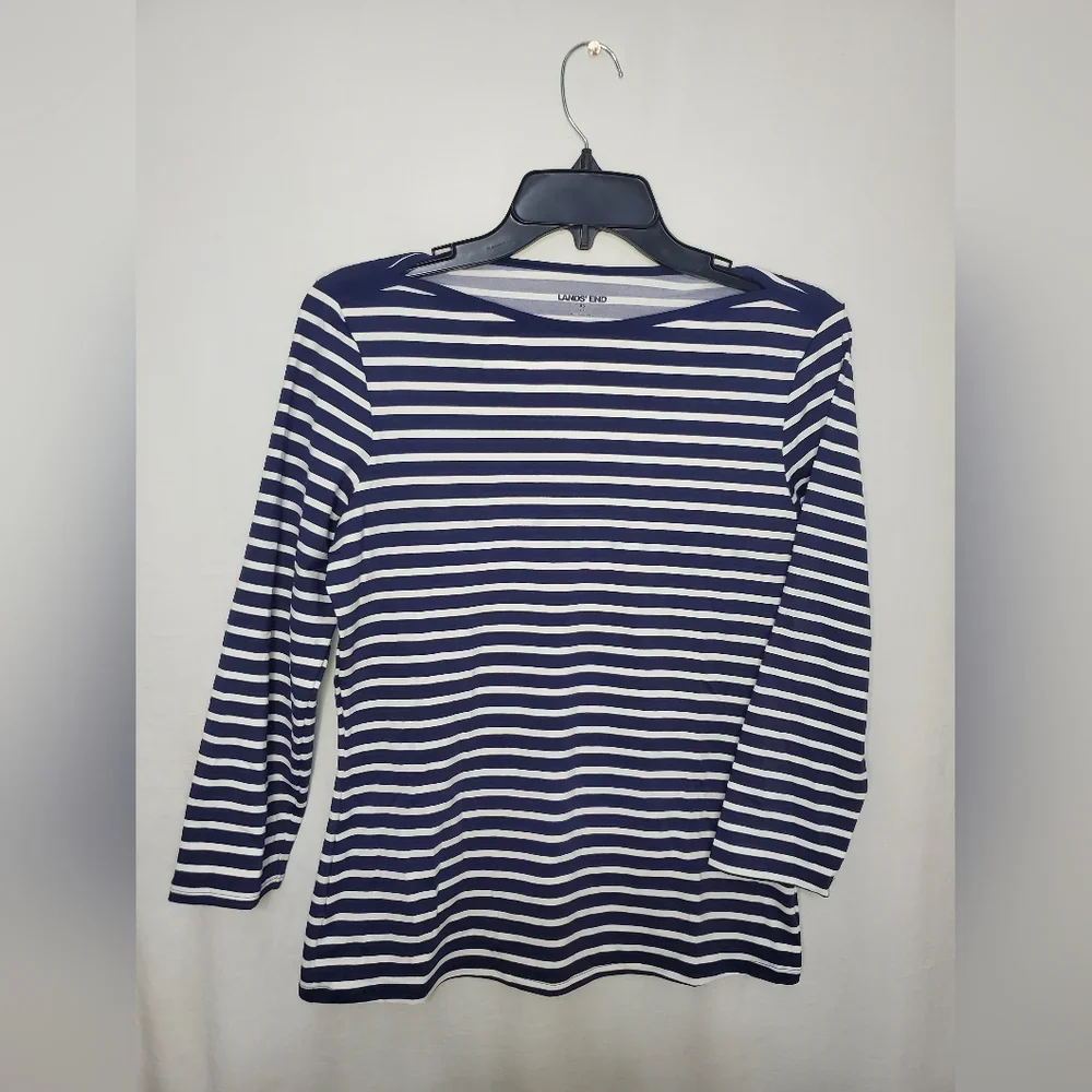 Pre-Owned Women’s Lands End Blue and White Shirt Size XS 2-4