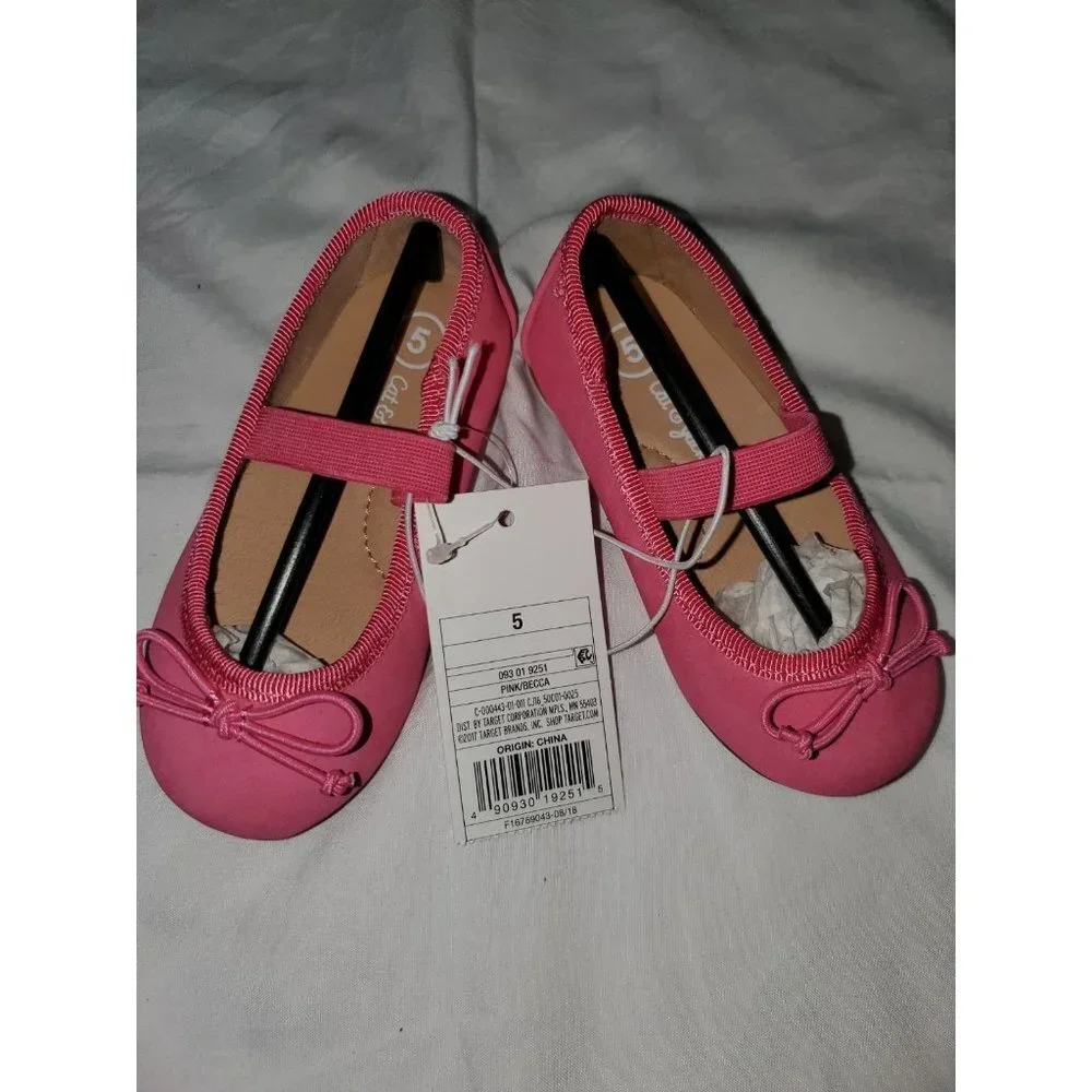 New Toddler Girls Becca Slip On Elastic Band Ballet Flats with Bow Pink