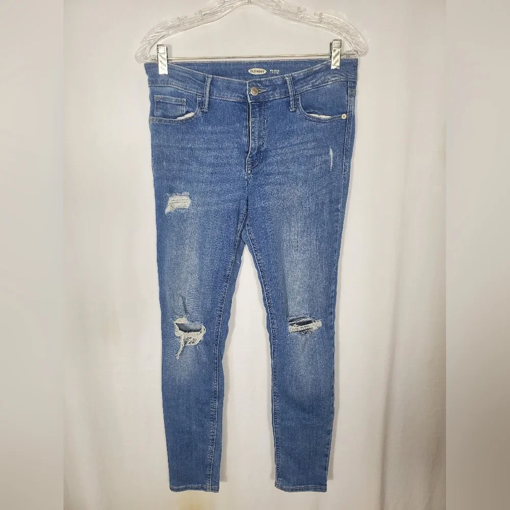 Pre-Owned Juniors Old Navy  Blue Rockstar High Rise Super Skinny Jeans Size 0