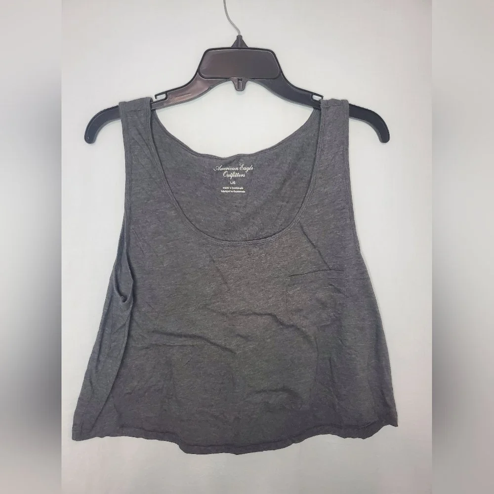 Pre-Owned Women's Grey Soft Crop Top Size Large